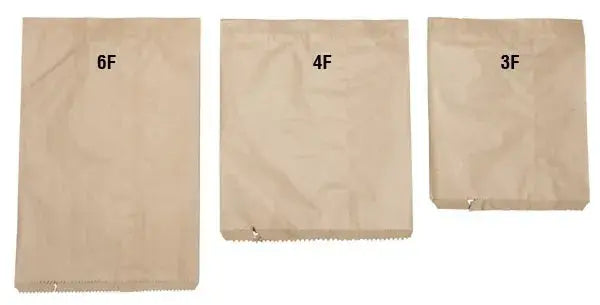 Paper bags 1W, 2W, 2SO, 3F, 4F, 6F in white and brown