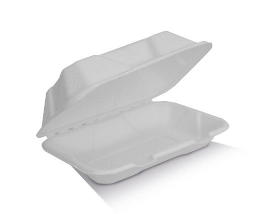 White sugarcane food container on a white background