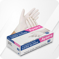 Box of 100 Ayazra examination latex gloves on a white background