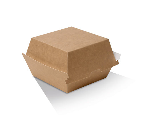 Brown paper burger box on a white background