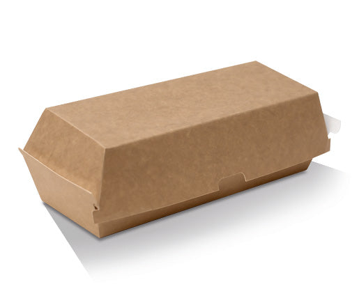 Brown paper food container on a white background