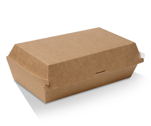 Brown paper food container on a white background