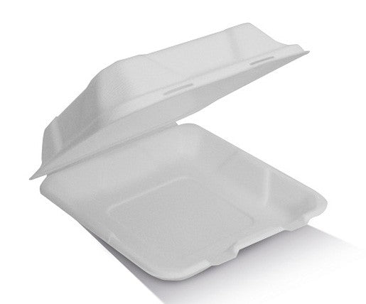 White sugarcane food container on a white background