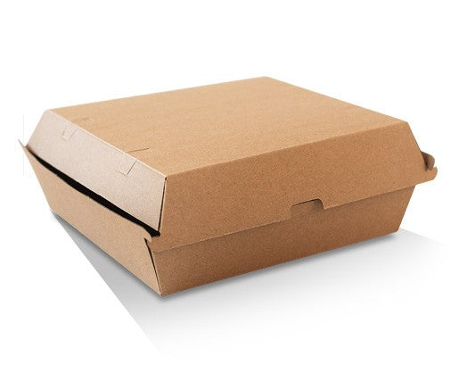 Brown cardboard takeout box on a white background