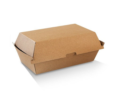 Brown paper food container on a white background