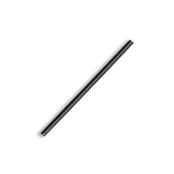 Black cocktail straw on a white background